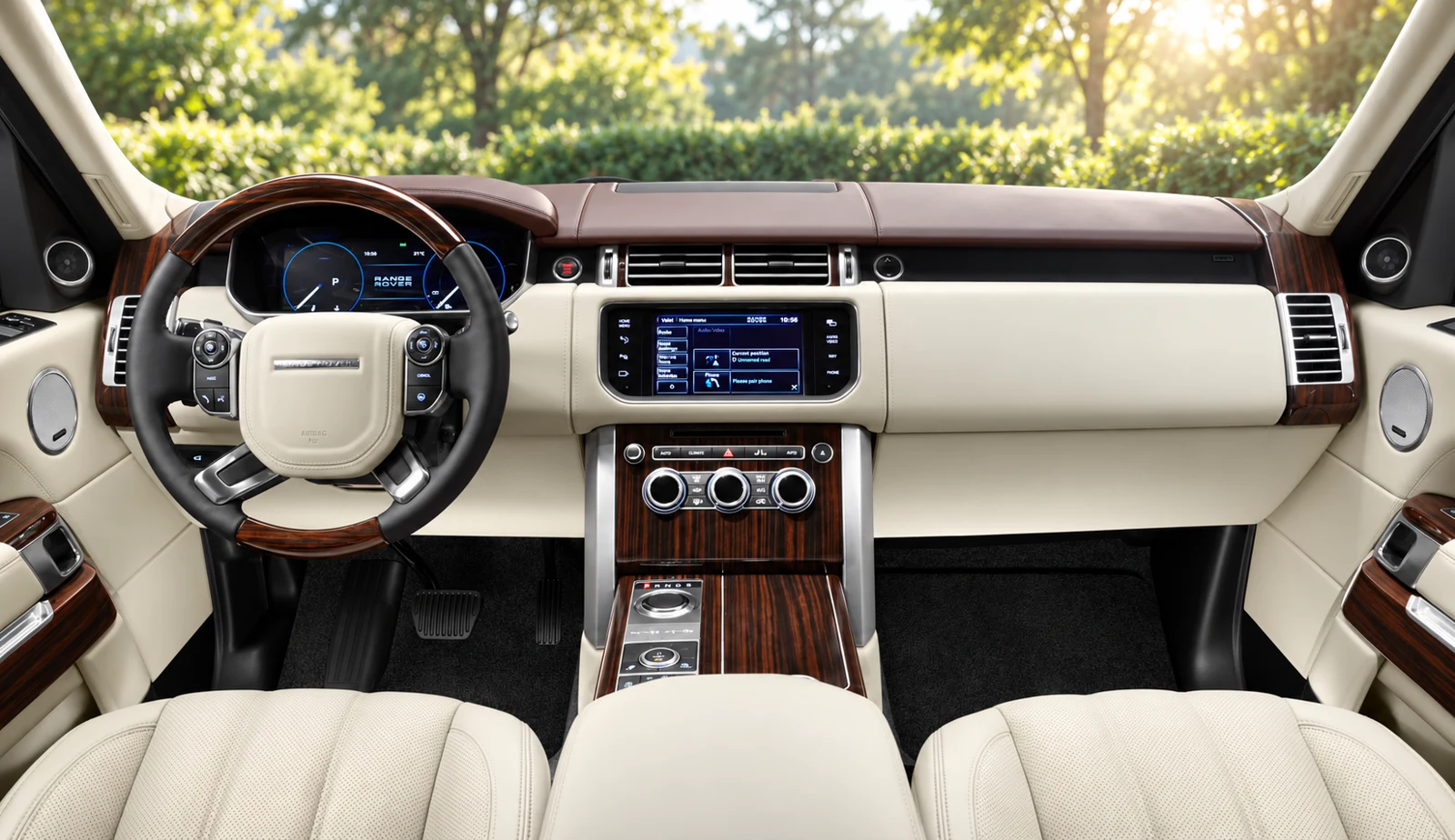 The launch cabin with digital instruments, one central touchscreen and physical climate controls