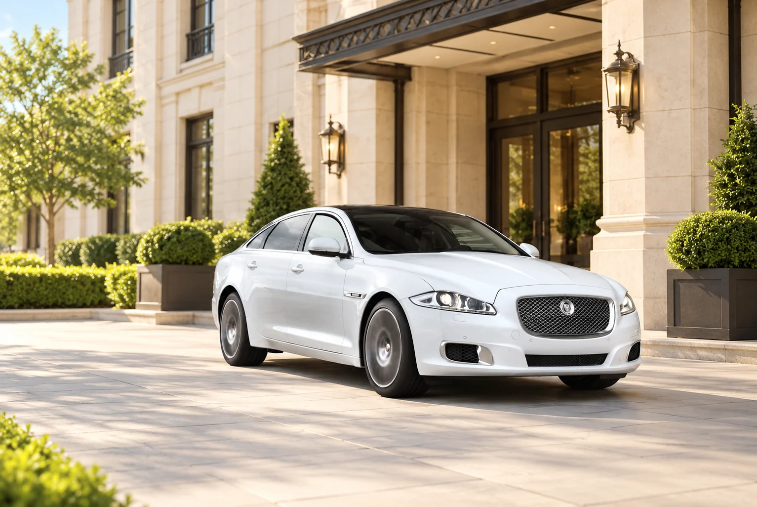 White long-wheelbase Jaguar XJ Ultimate