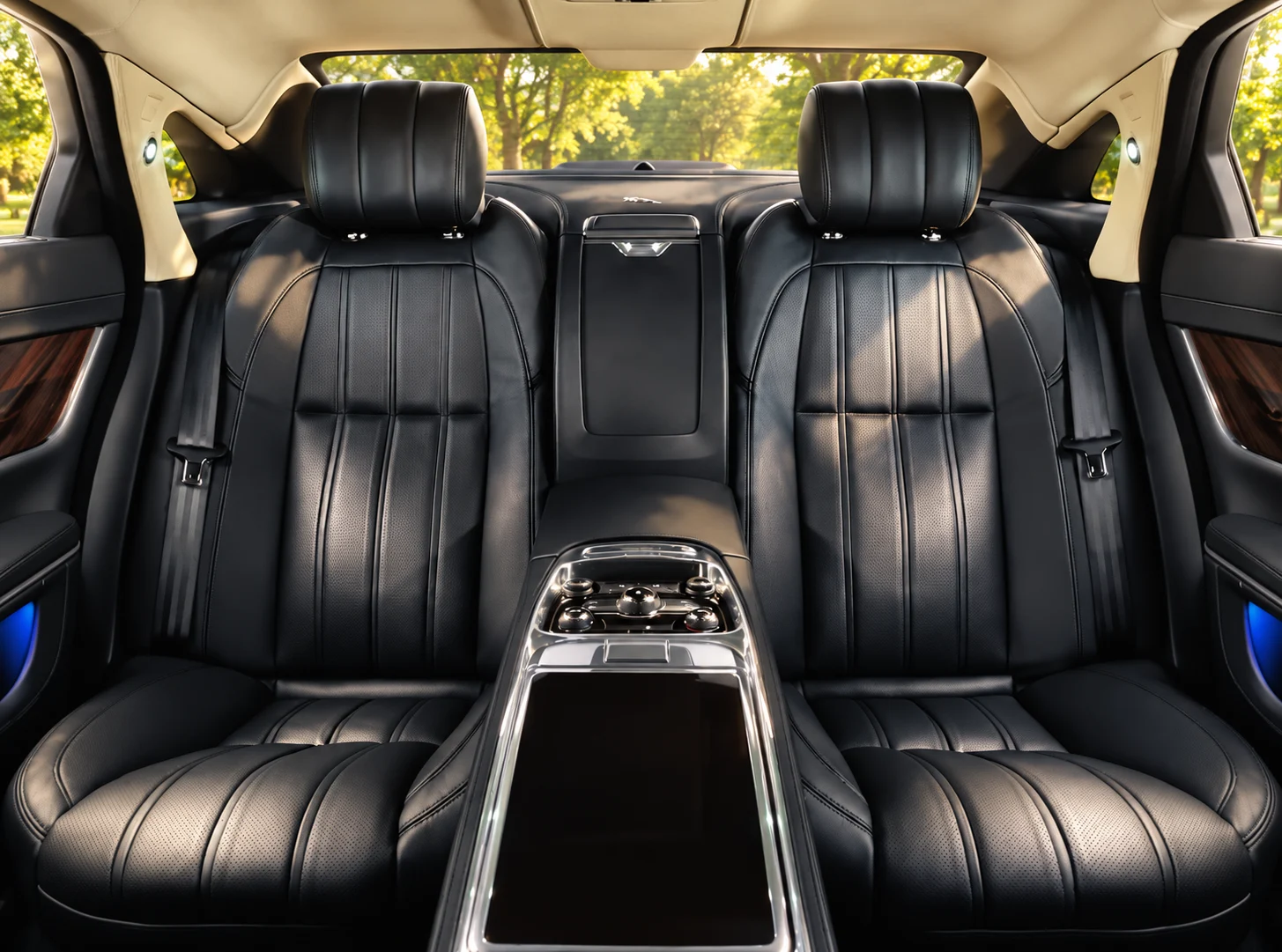 Two individual rear seats separated by the full-length console